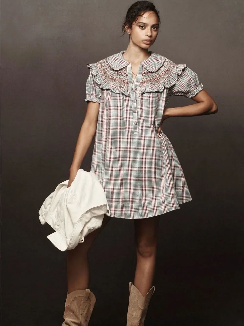 NWT Anthropologie Pilcro Smocked Babydoll Mini Dress Size Small